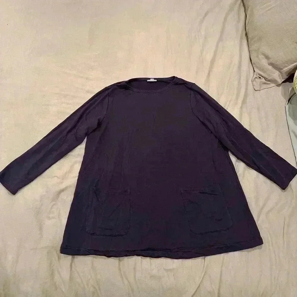 Purejill , purple shirt oversized, with pockets on the front shirt